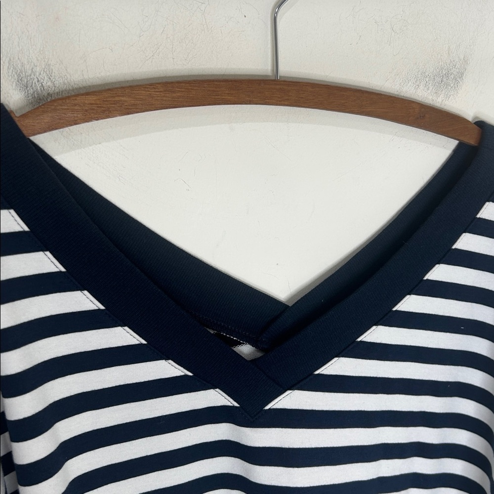 J. JILL FIT Navy White Striped French Terry V-Neck Sweatshirt Size 3X - Picture 6 of 9